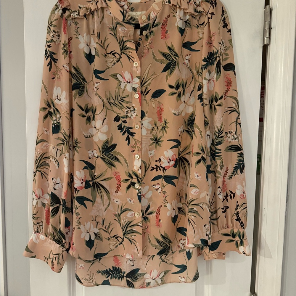 Kate Spade Peach Floral Button-Down Blouse